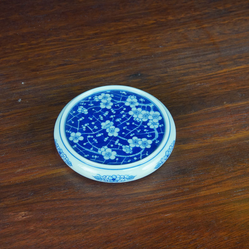 青花冰梅盖置